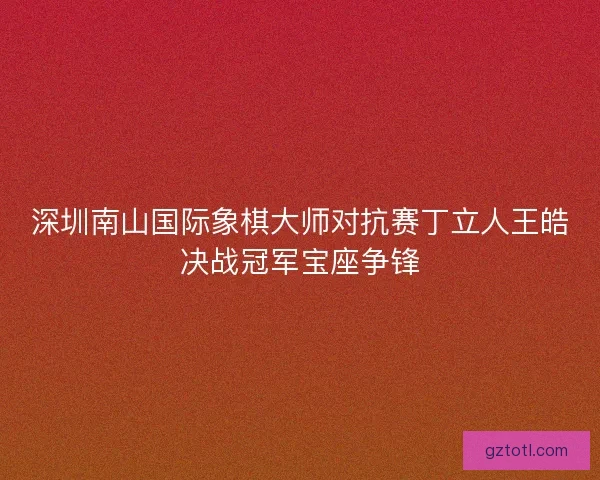 深圳南山国际象棋大师对抗赛丁立人王皓决战冠军宝座争锋